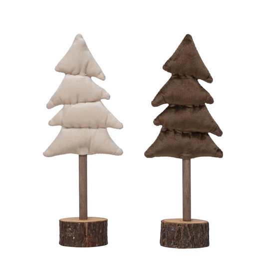 Cotton Velvet Tree with Wood Base