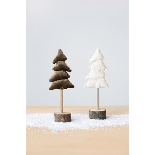 Cotton Velvet Tree with Wood Base