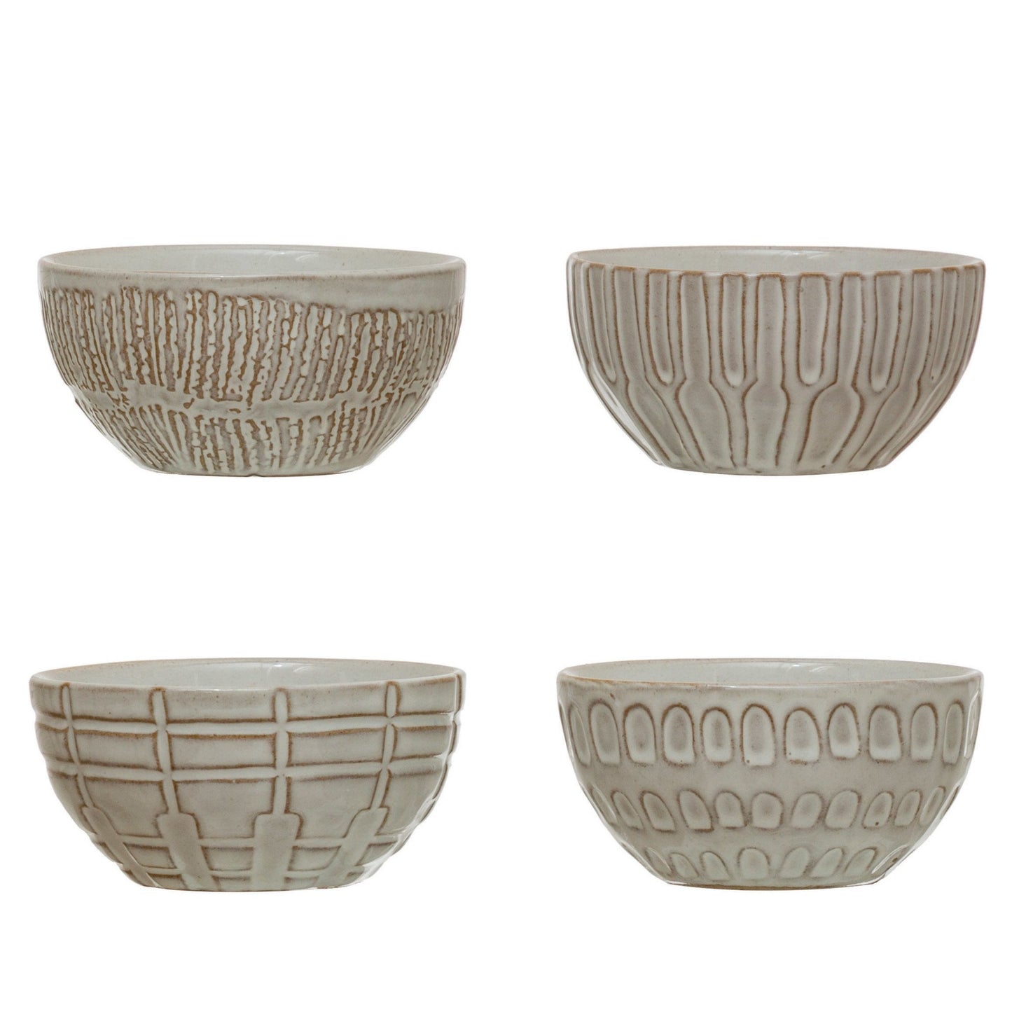Debossed Stoneware Bowls Set of 4