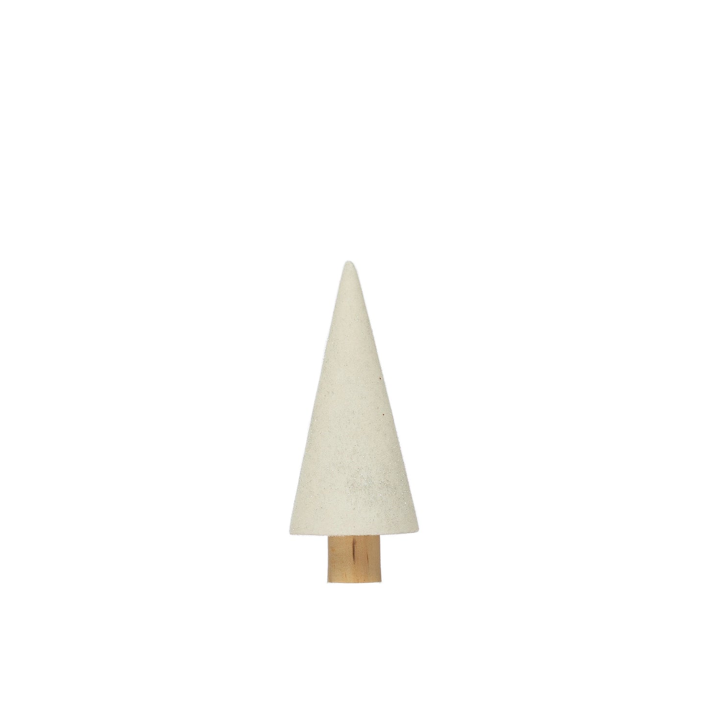 Flocked Wood Trees with Glitter, White, Set of 3