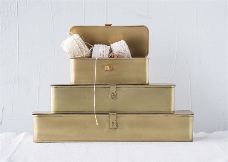 Stacking Brass Boxes Set of three