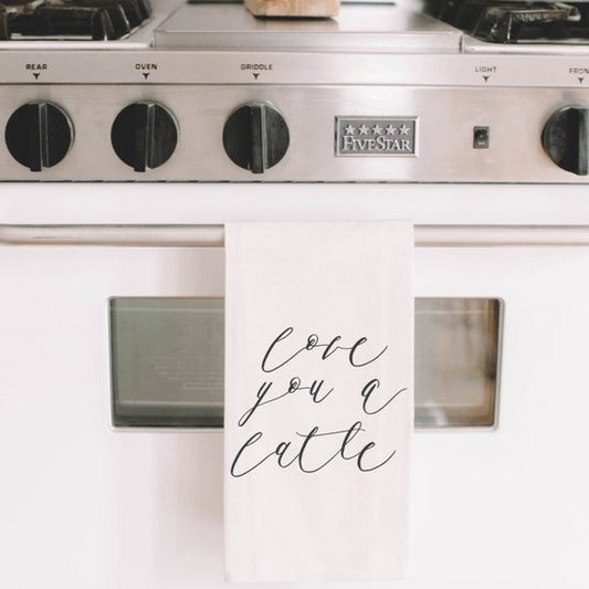 Love You A Latte White Tea Towel