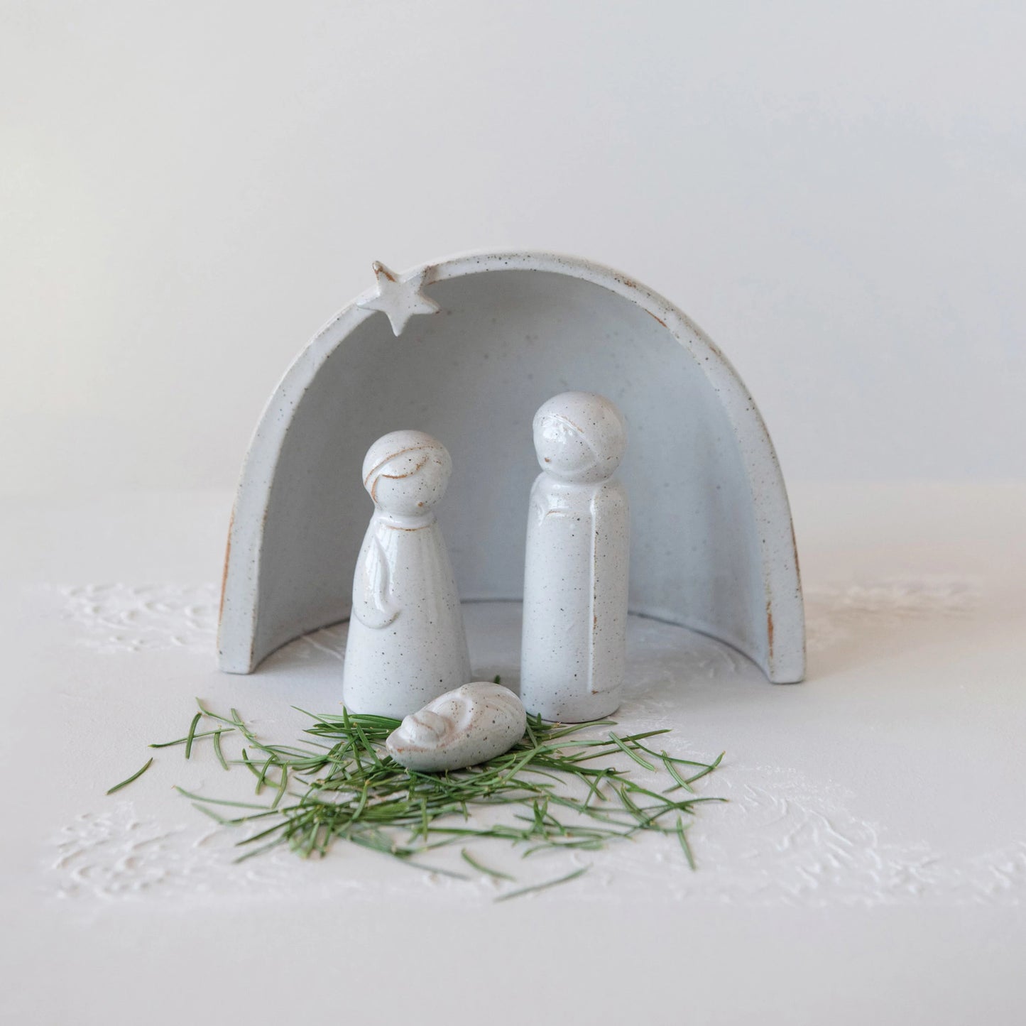 Stoneware Nativity with Glaze