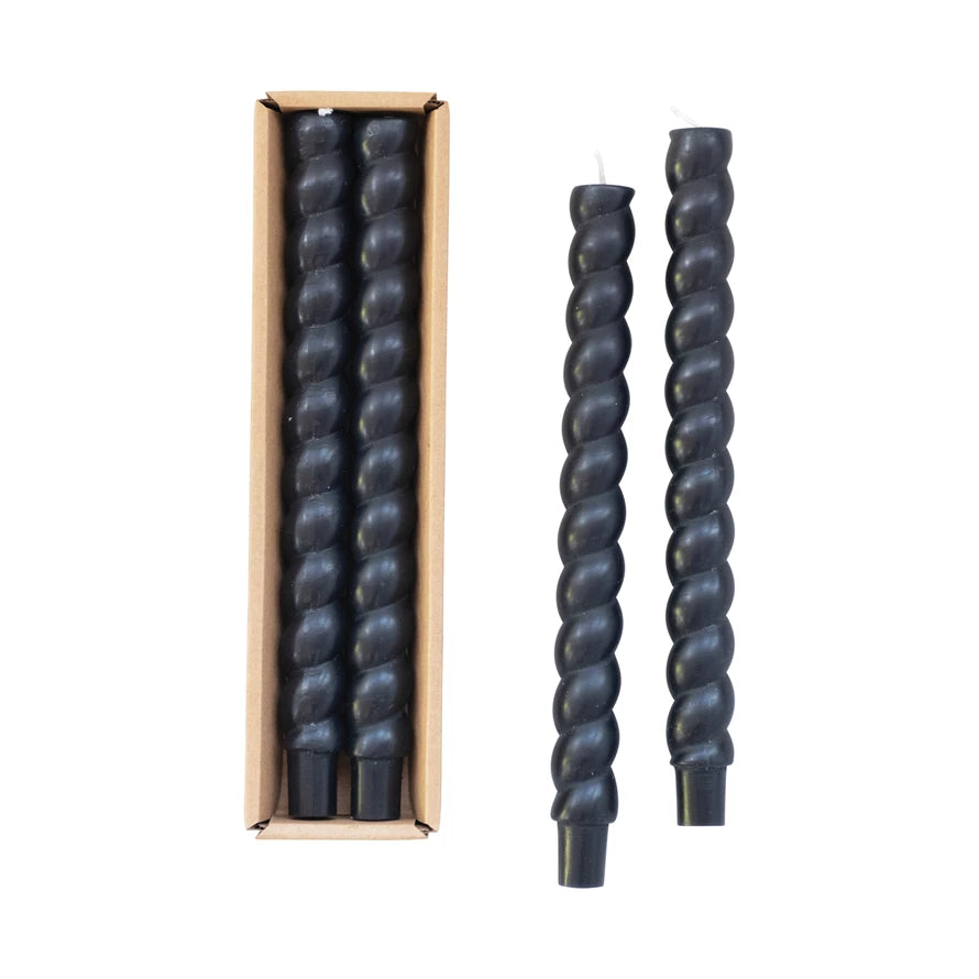 Twisted Taper Candle - Black