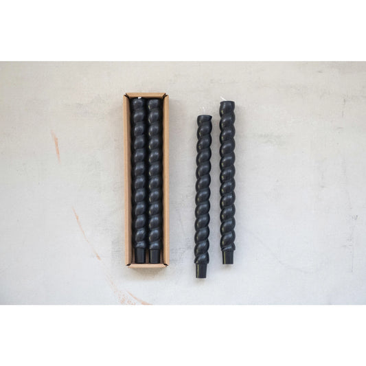 Twisted Taper Candle - Black