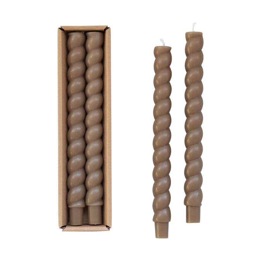 Twisted Taper Candles - Olive