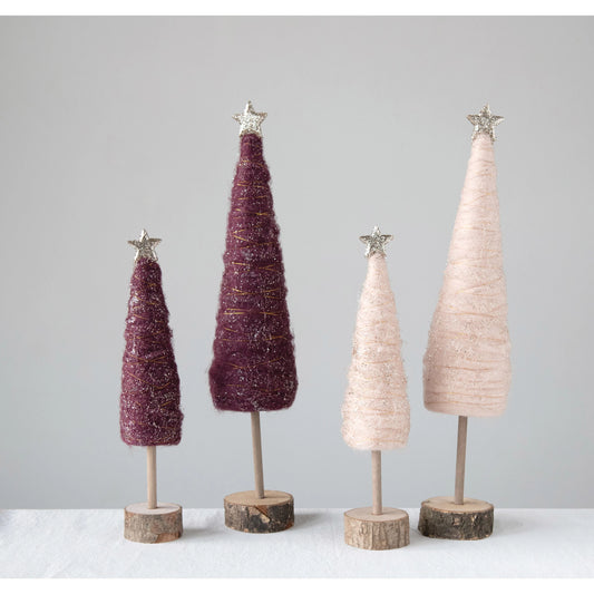 Wrapped Wool Cone Tree with Glitter and Star
