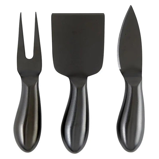Matte Black Cheese Knives Book Box Set of 3